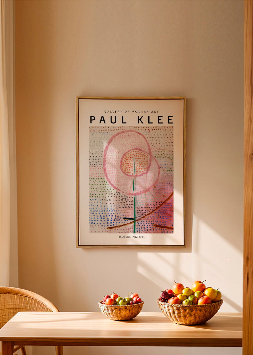 Botanisk poster med rosa abstrakt blomma
