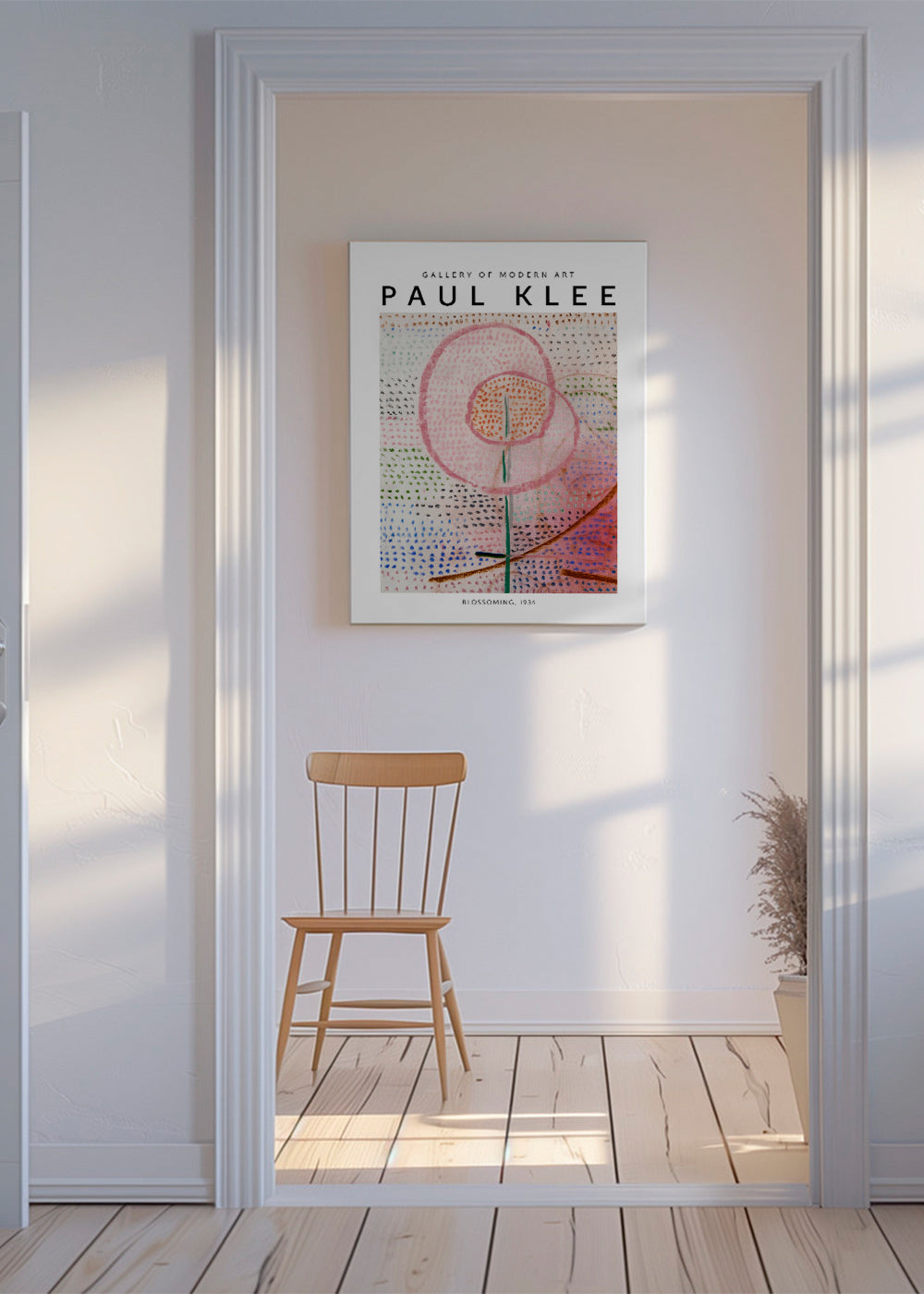 Botanisk poster med rosa abstrakt blomma