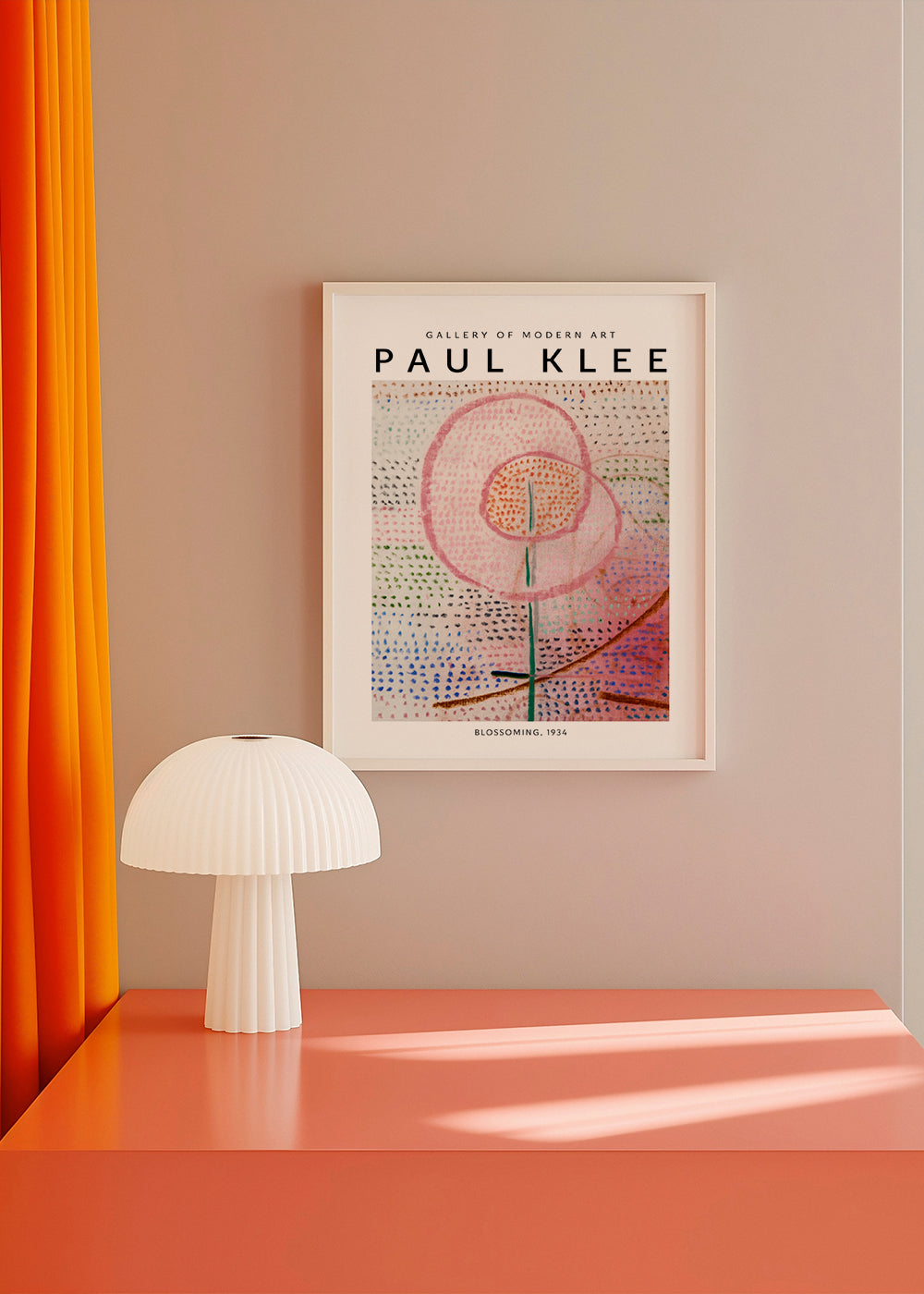 Botanisk poster med rosa abstrakt blomma