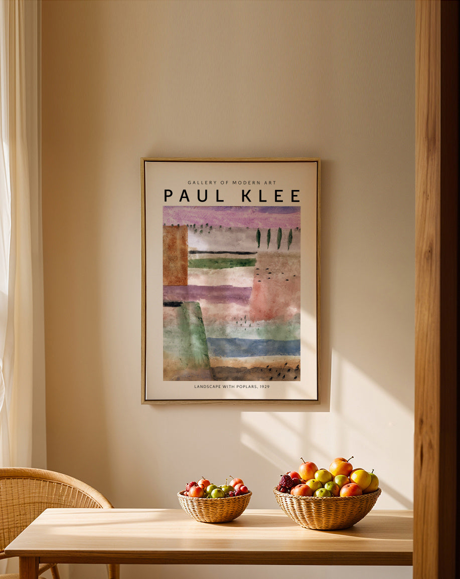 Paul Klee, Landscape with Poplars 1929 - Framed canvas in an interior
