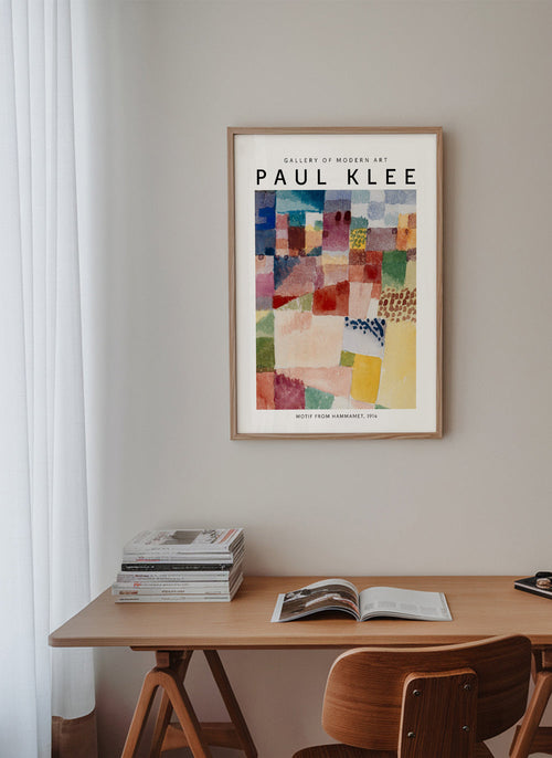 Abstrakt verk i färgstarkt mosaik av Paul Klee