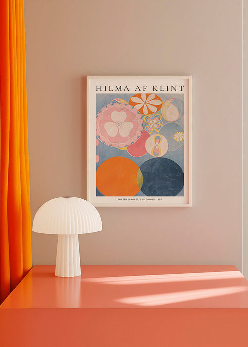 Abstrakt konstverk med cirkulära blommotiv