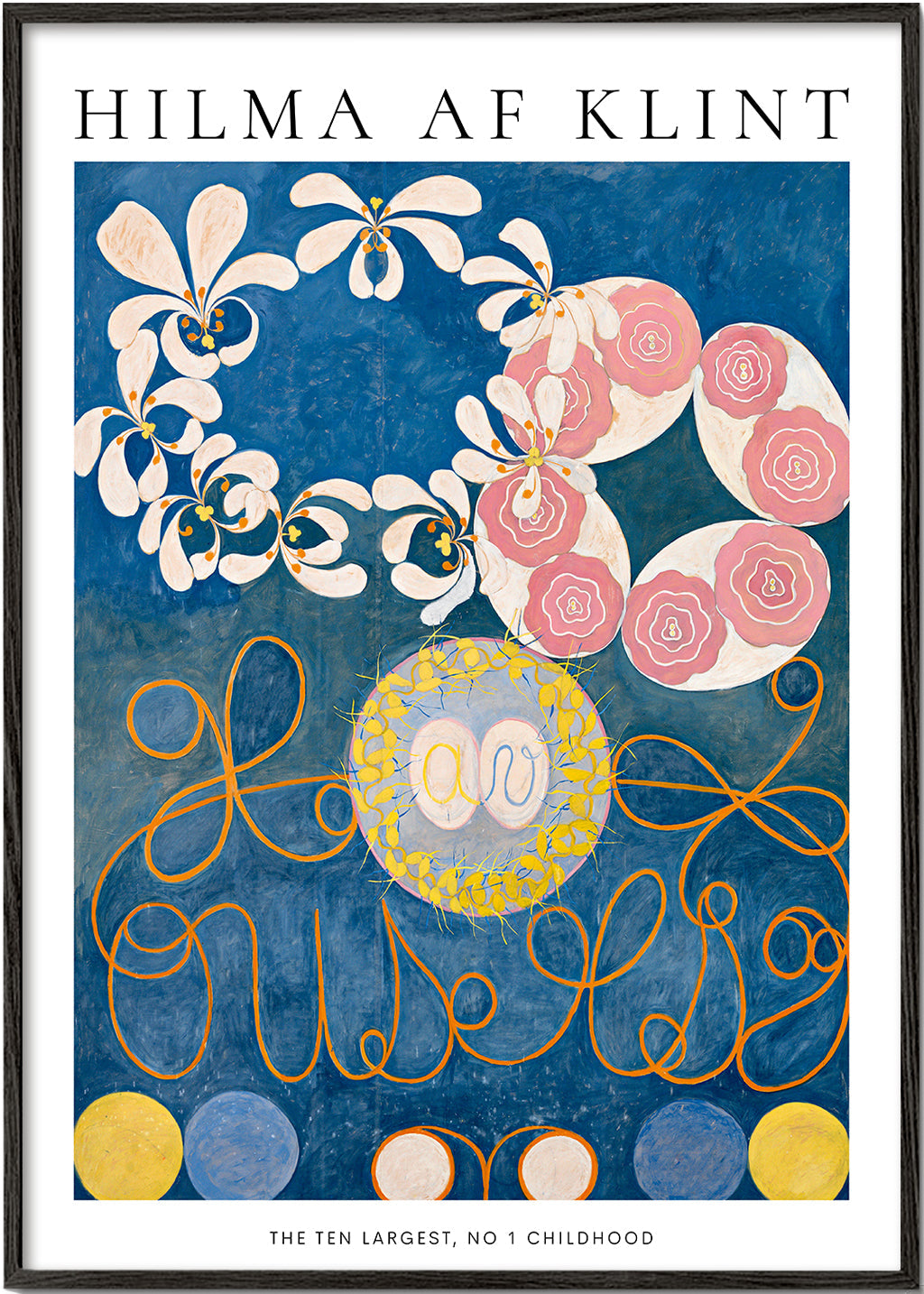 Botanisk poster med rosor och cirkelmotiv