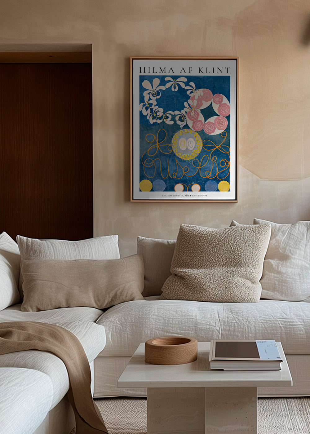 Botanisk poster med rosor och cirkelmotiv