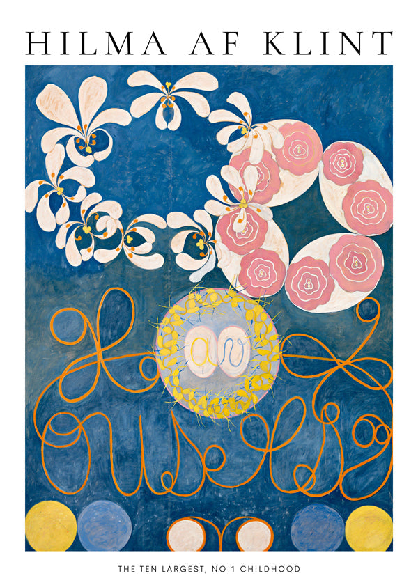 Botanisk poster med rosor och cirkelmotiv