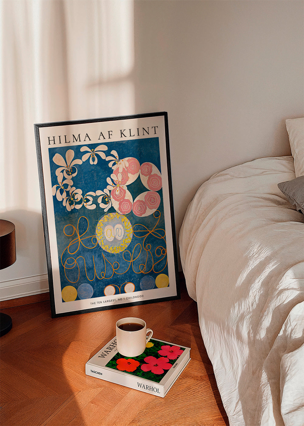 Botanisk poster med rosor och cirkelmotiv