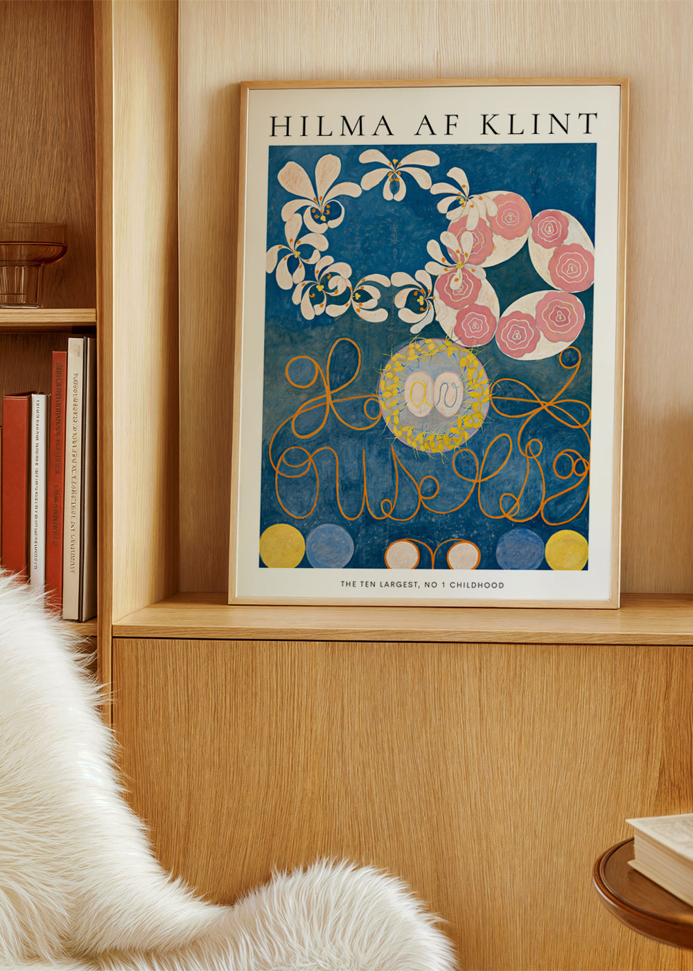 Botanisk poster med rosor och cirkelmotiv