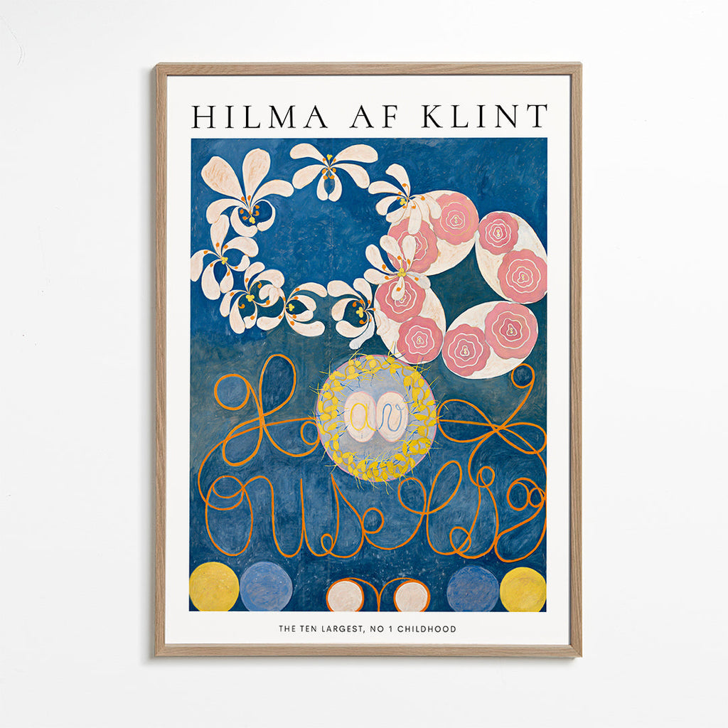 Botanisk poster med rosor och cirkelmotiv