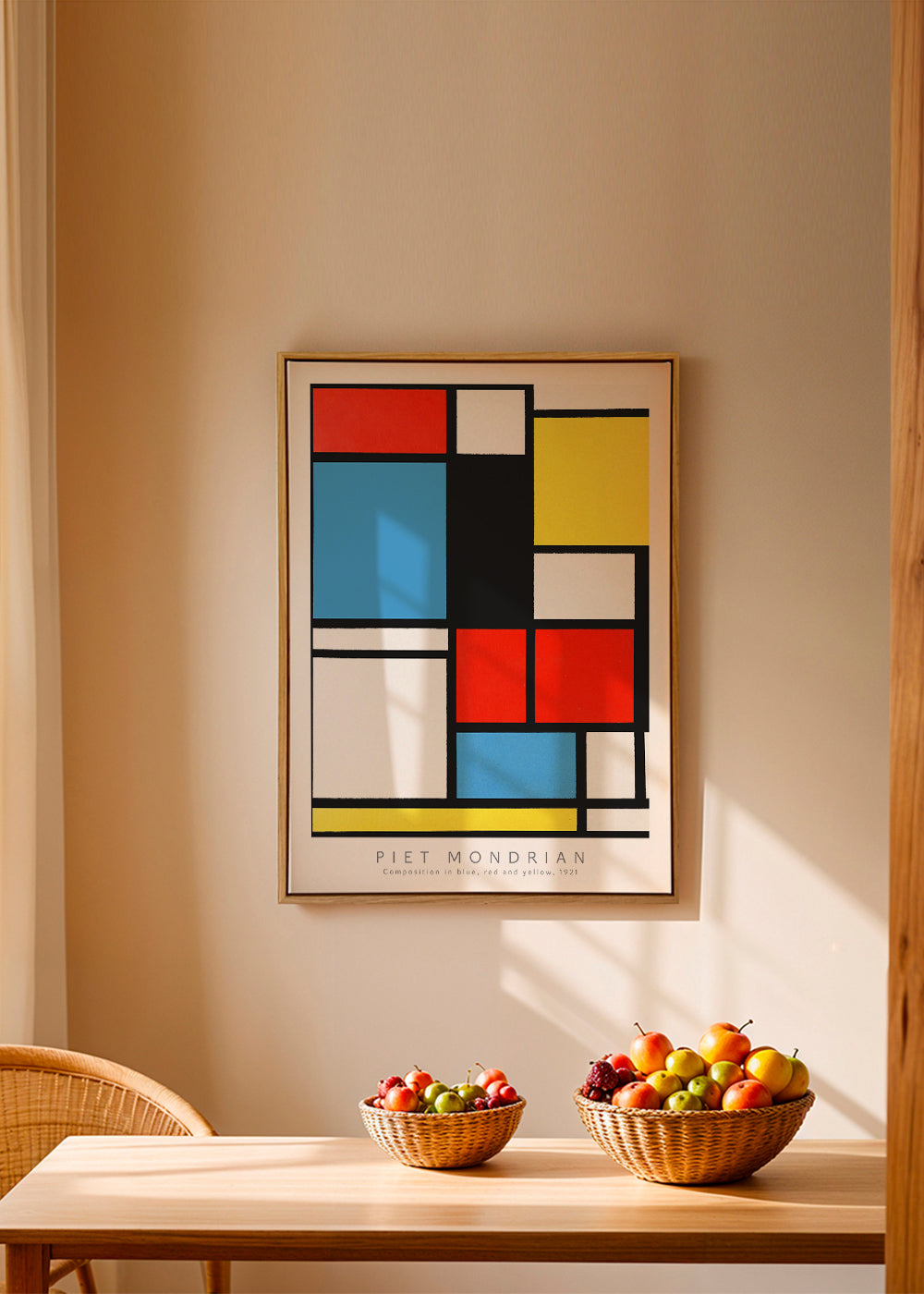 Geometrisk tavla Mondrian i primärfärger