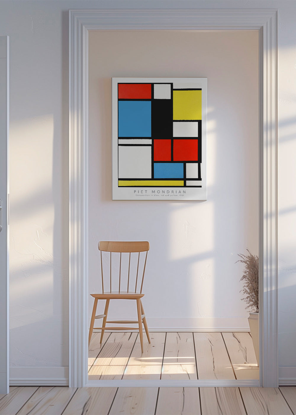 Geometrisk tavla Mondrian i primärfärger