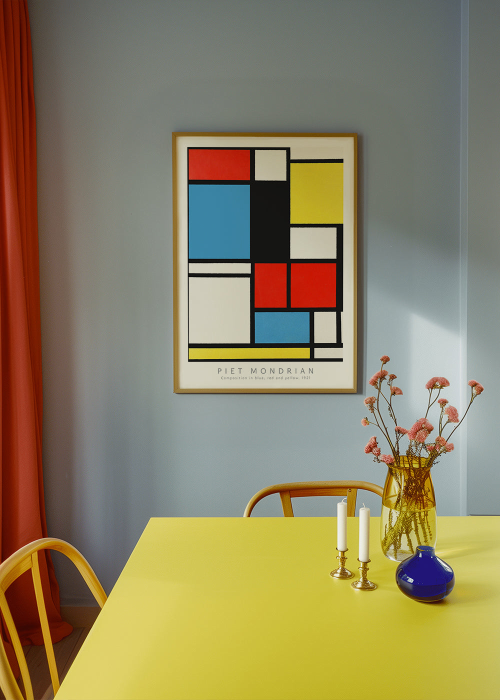 Geometrisk tavla Mondrian i primärfärger
