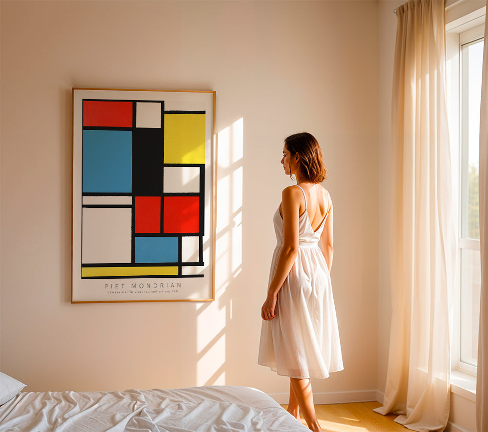 Geometrisk tavla Mondrian i primärfärger