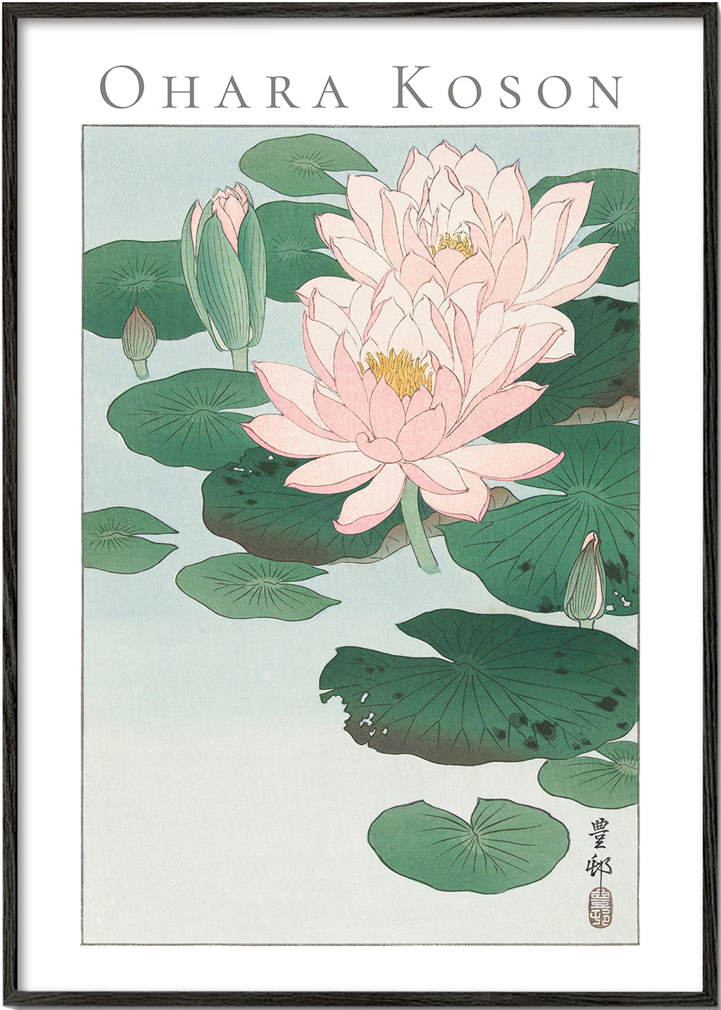 Botanisk poster med japansk vattenlilja