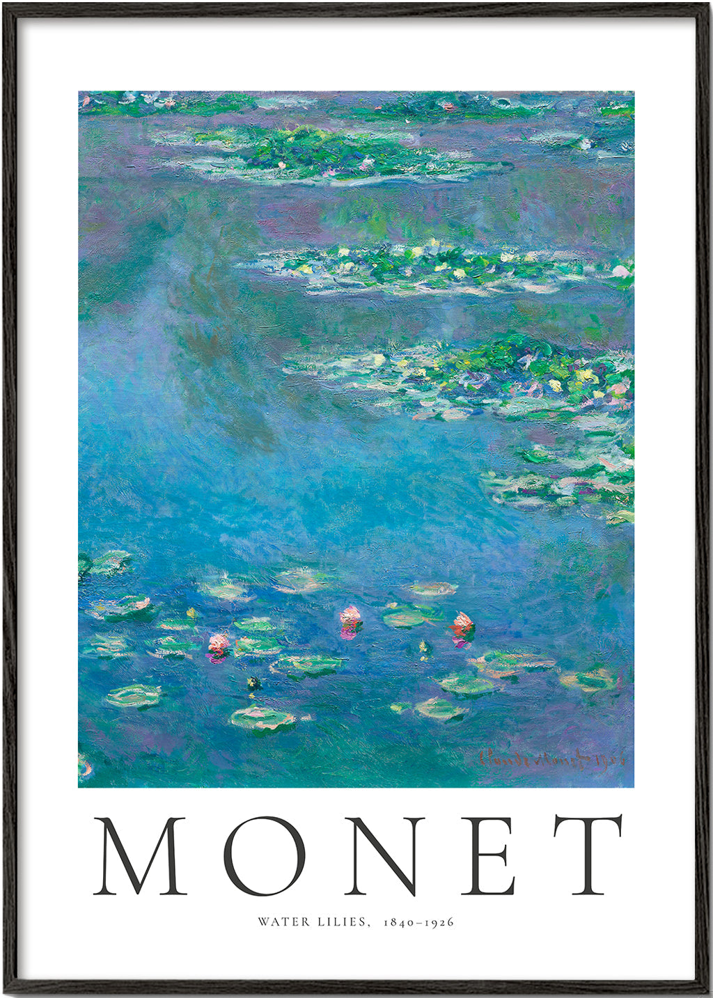 Botanisk poster: Näckrosor i blått och grönt