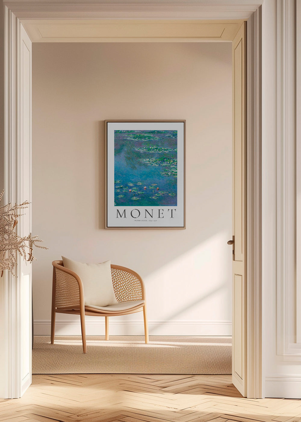 Botanisk poster: Näckrosor i blått och grönt
