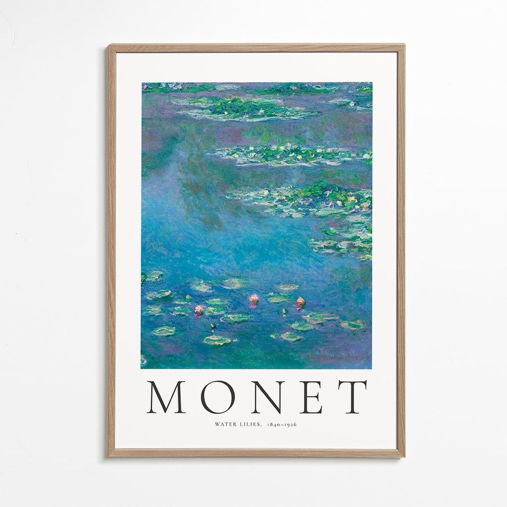 Botanisk poster: Näckrosor i blått och grönt