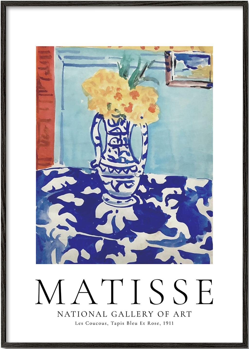 Botanisk poster blå vas med blommor