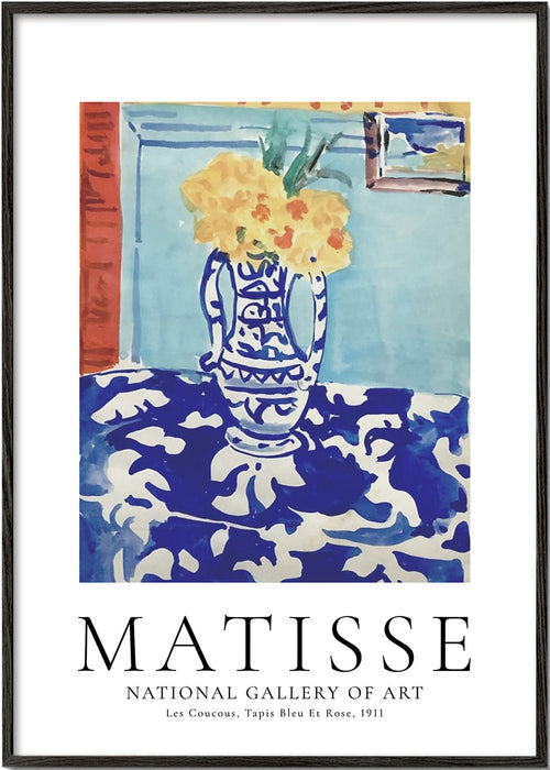 Botanisk poster blå vas med blommor