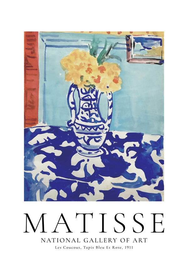 Botanisk poster blå vas med blommor