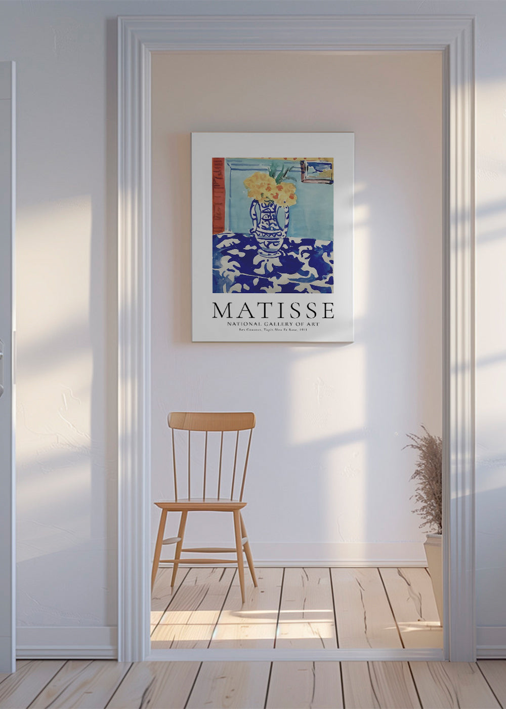Botanisk poster blå vas med blommor