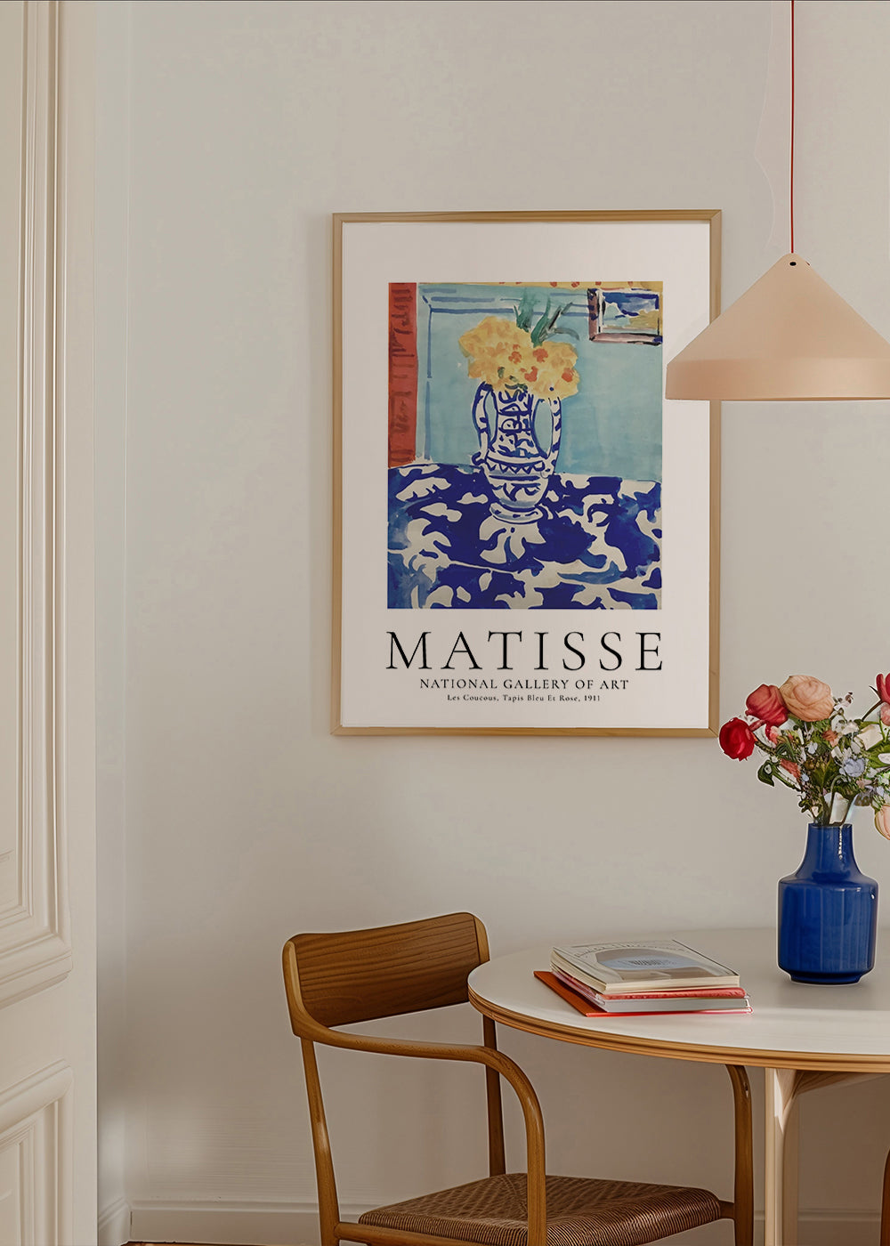 Botanisk poster blå vas med blommor