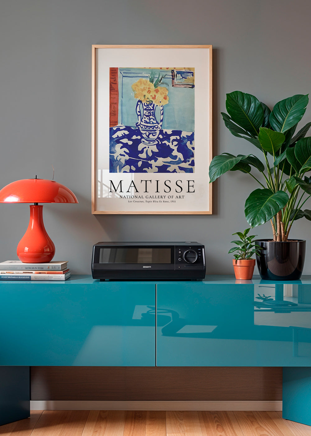 Botanisk poster blå vas med blommor