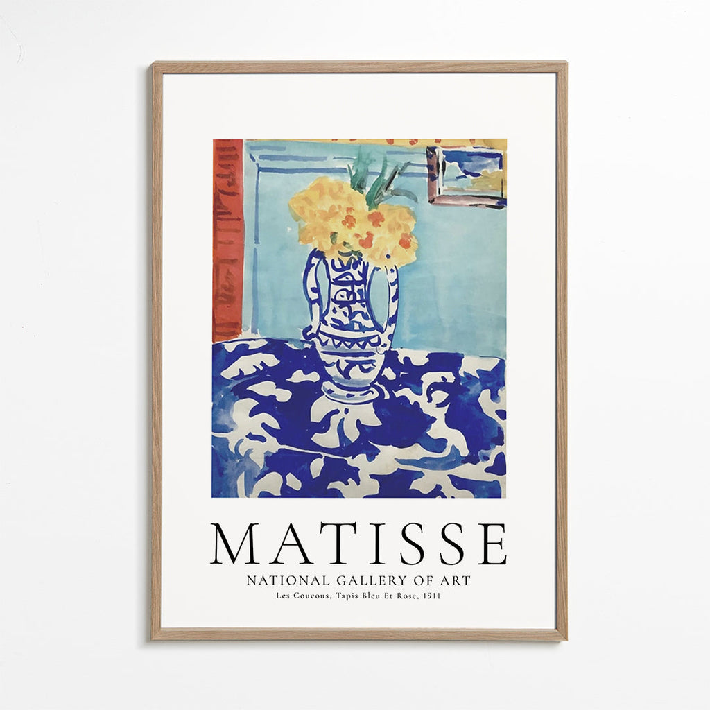 Botanisk poster blå vas med blommor