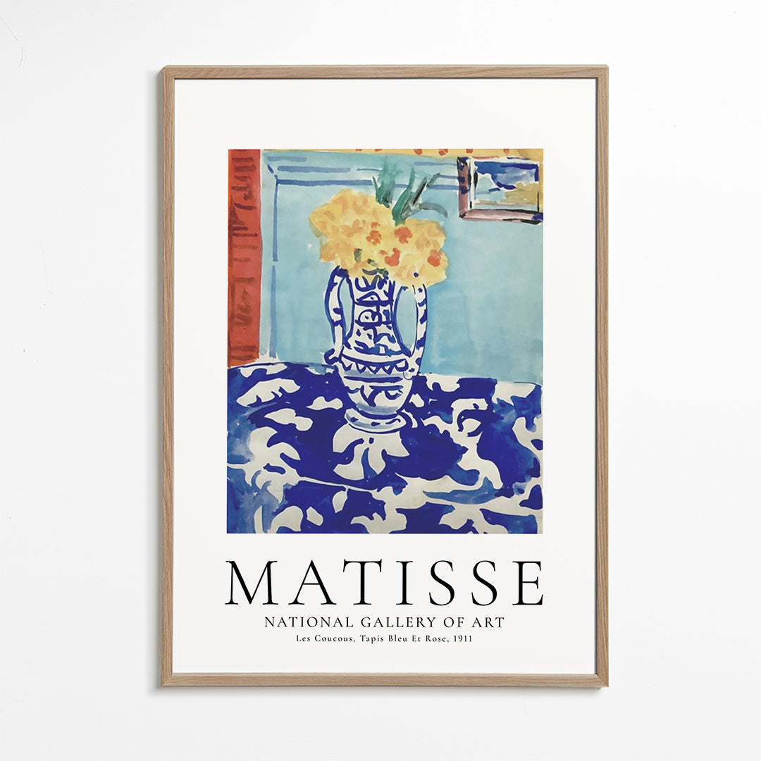 Botanisk poster blå vas med blommor