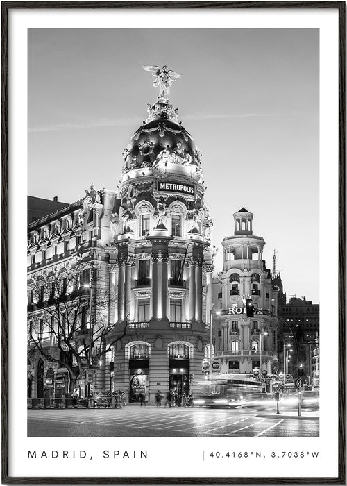 Kökskonst Madrid Metropolis svartvit