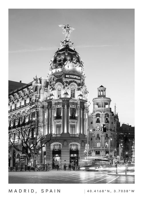 Kökskonst Madrid Metropolis svartvit