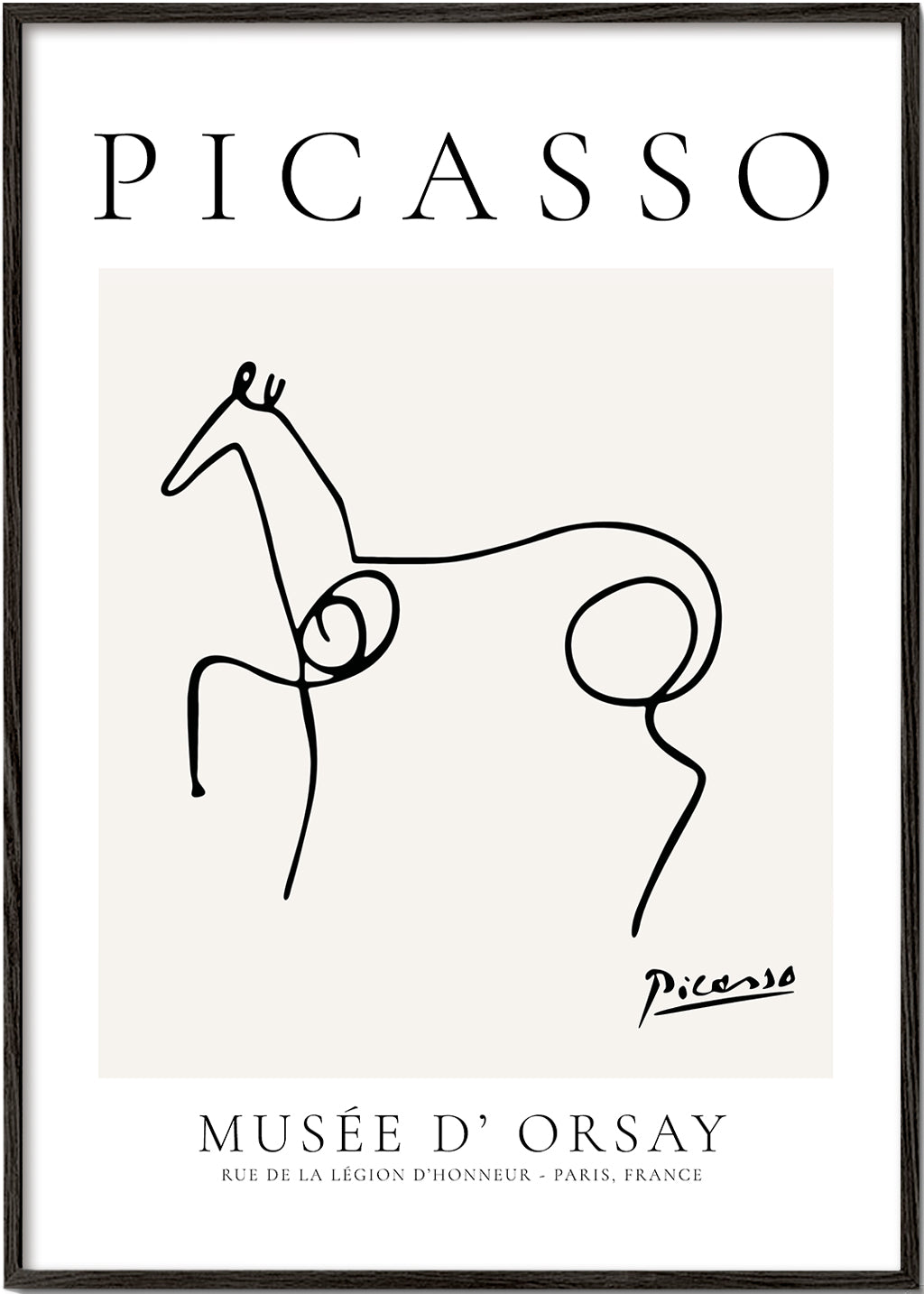 Konstverk häst linjeteckning av Picasso