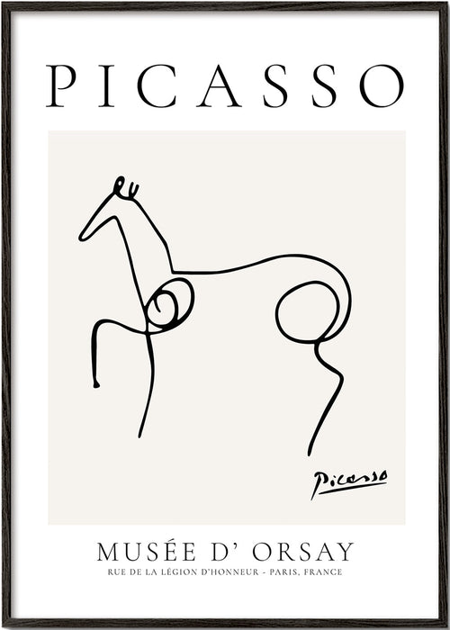 Konstverk häst linjeteckning av Picasso