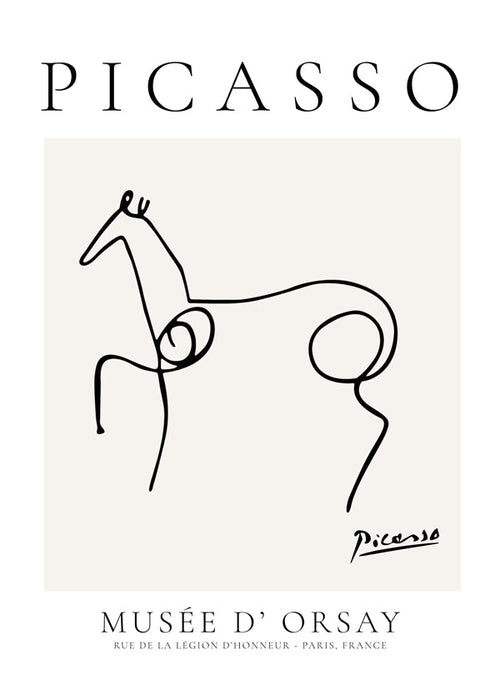 Konstverk häst linjeteckning av Picasso