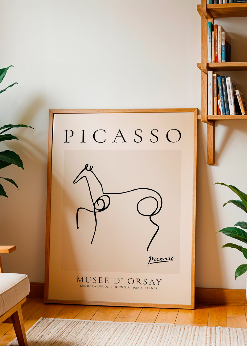 Konstverk häst linjeteckning av Picasso