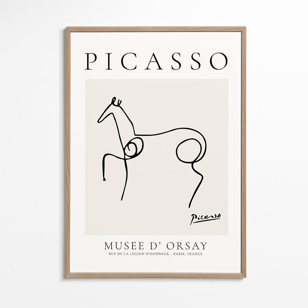 Konstverk häst linjeteckning av Picasso