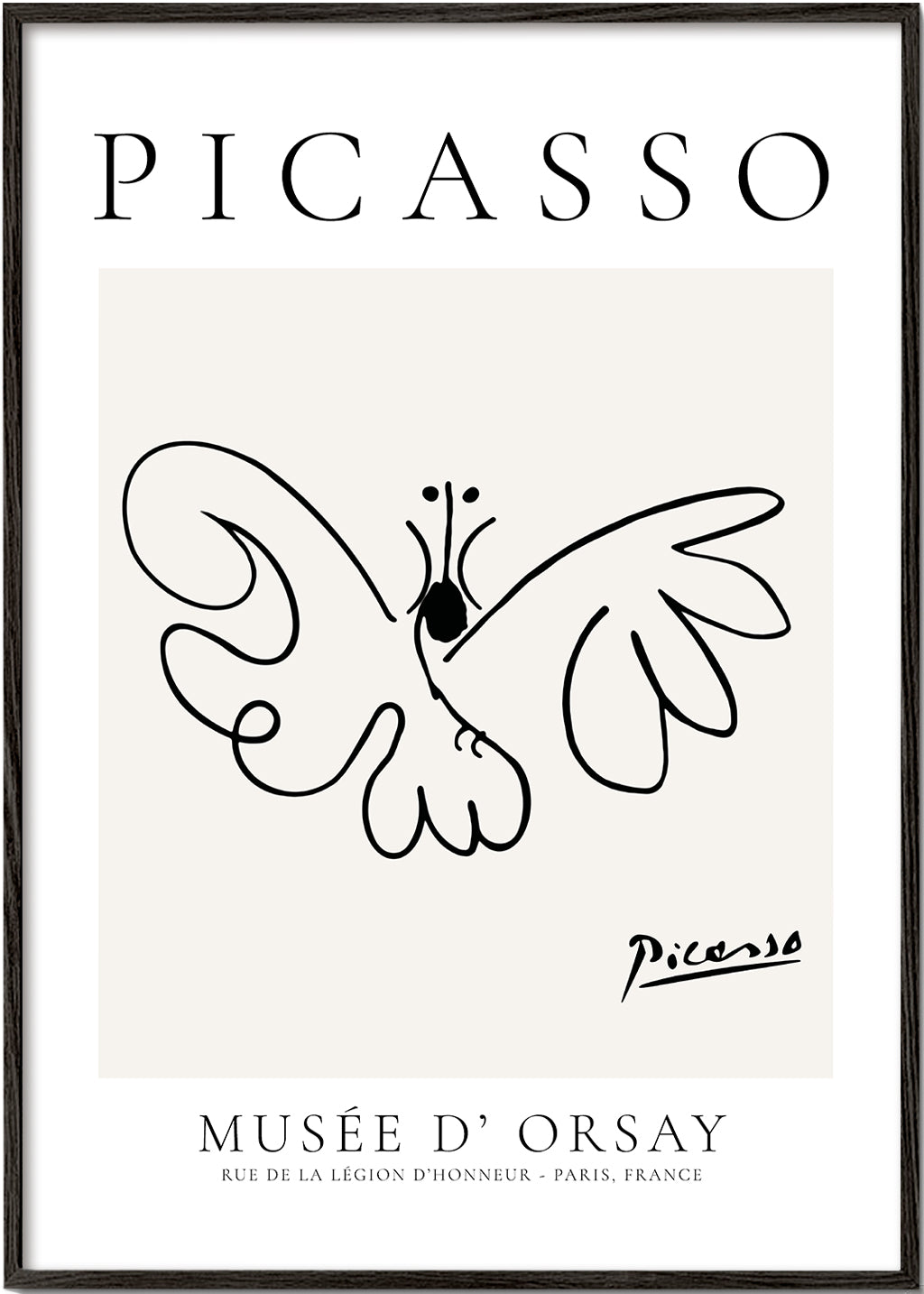 Konstverk fjäril linjeteckning i Picasso-stil