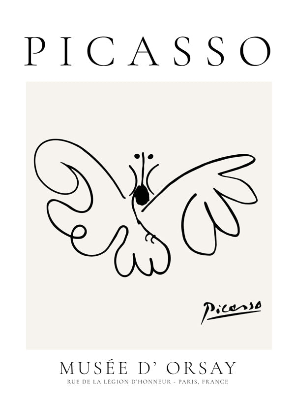 Konstverk fjäril linjeteckning i Picasso-stil