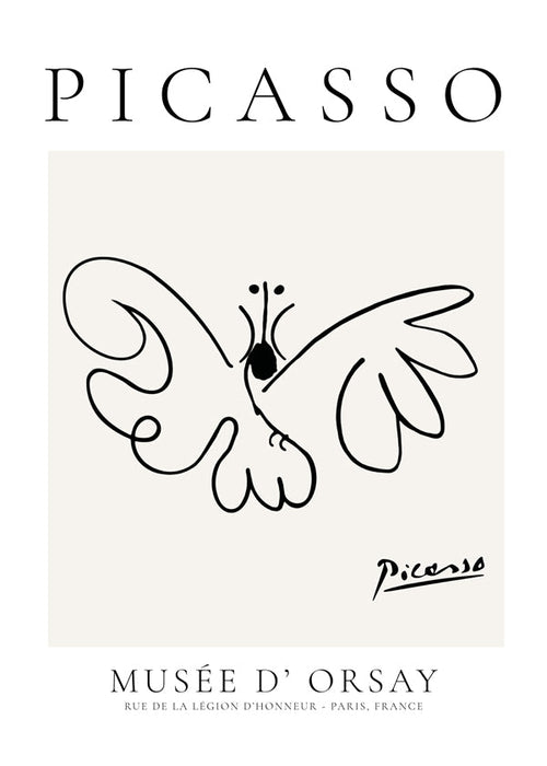 Konstverk fjäril linjeteckning i Picasso-stil