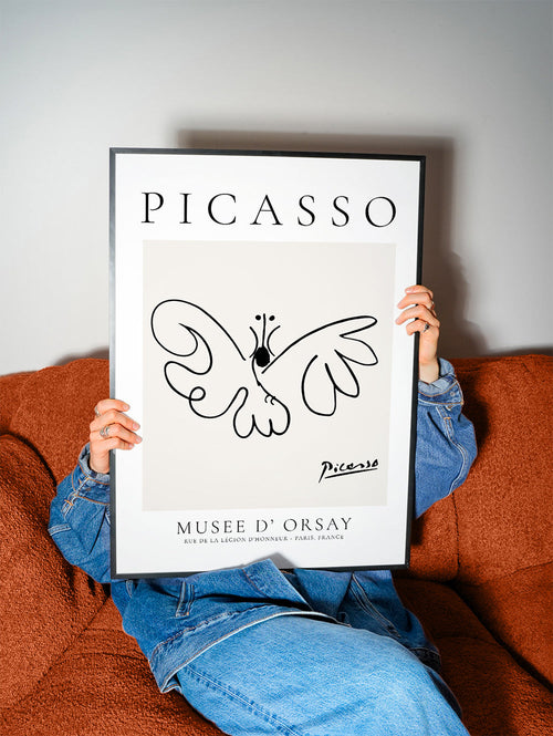 Konstverk fjäril linjeteckning i Picasso-stil
