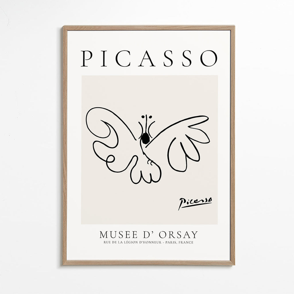 Konstverk fjäril linjeteckning i Picasso-stil