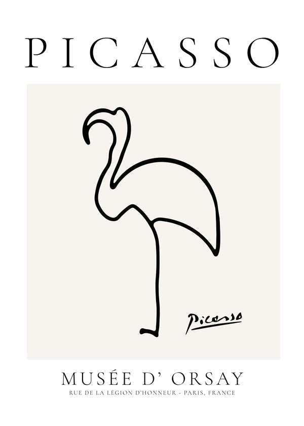 Konst Flamingo linjeteckning