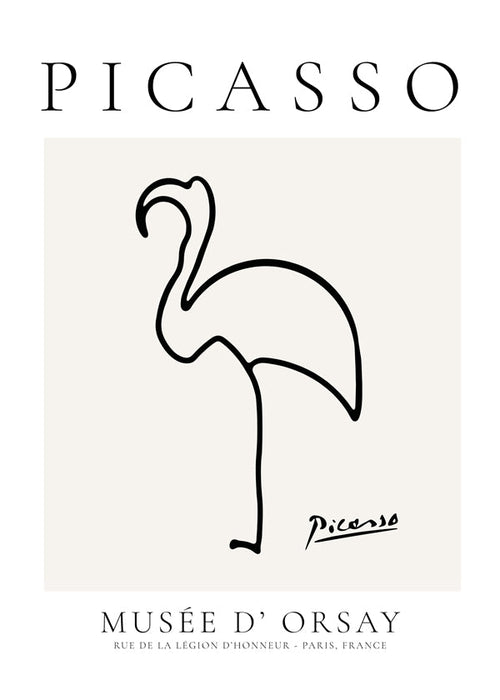 Konst Flamingo linjeteckning