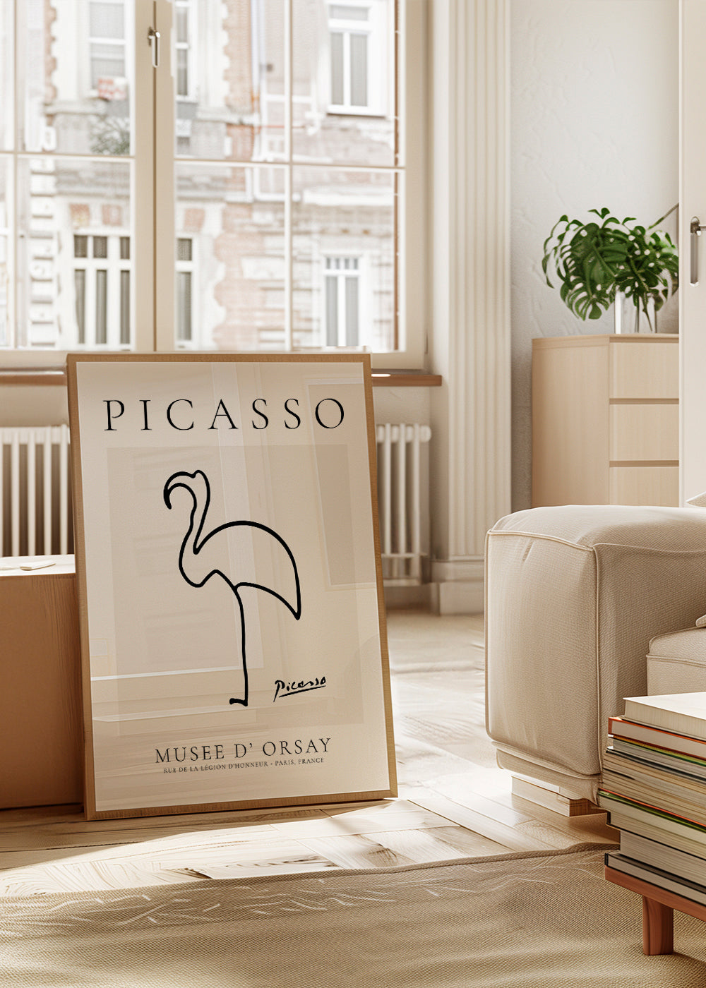 Konst Flamingo linjeteckning