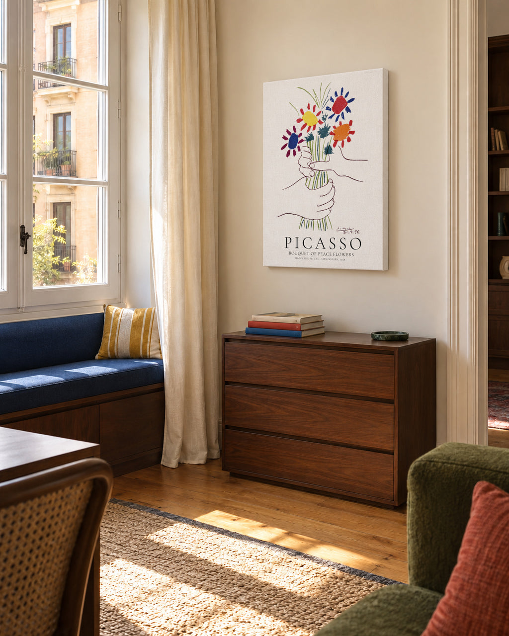 Pablo Picasso Bouquet Of Peace - Unframed canvas in an interior