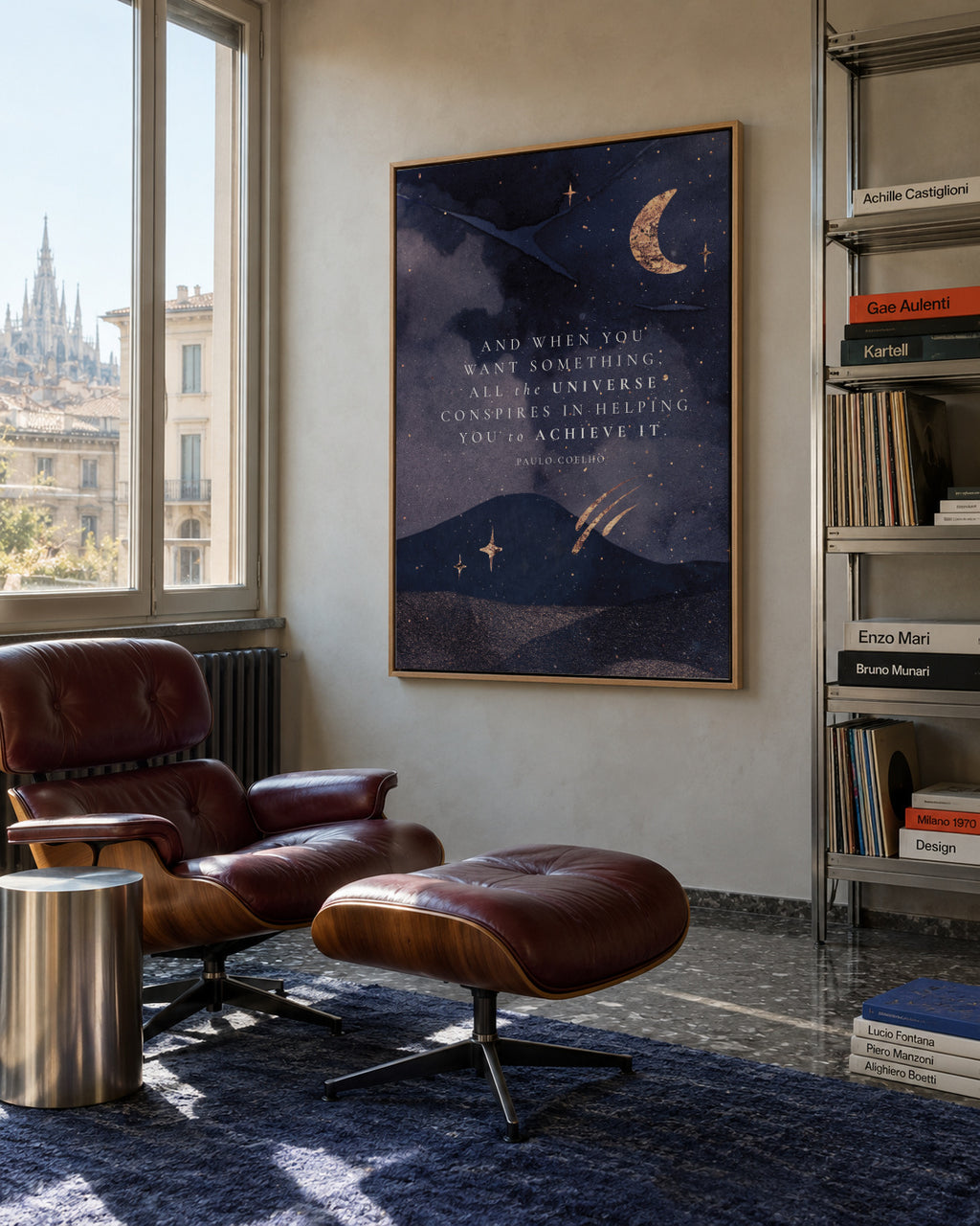 Paulo Coelho Universe Quote - Framed canvas in an interior