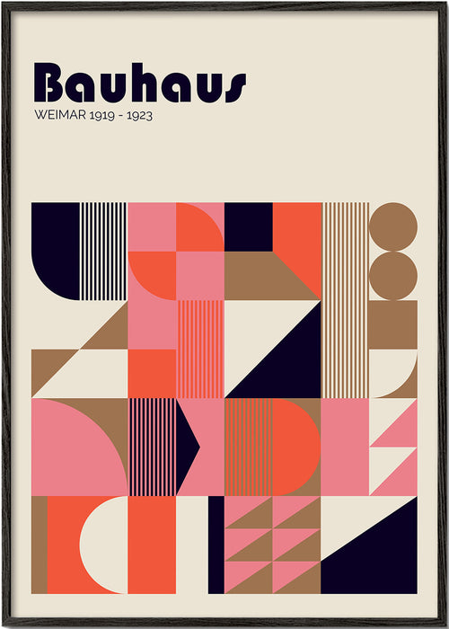 Geometrisk Bauhaus-affisch korall och rosa