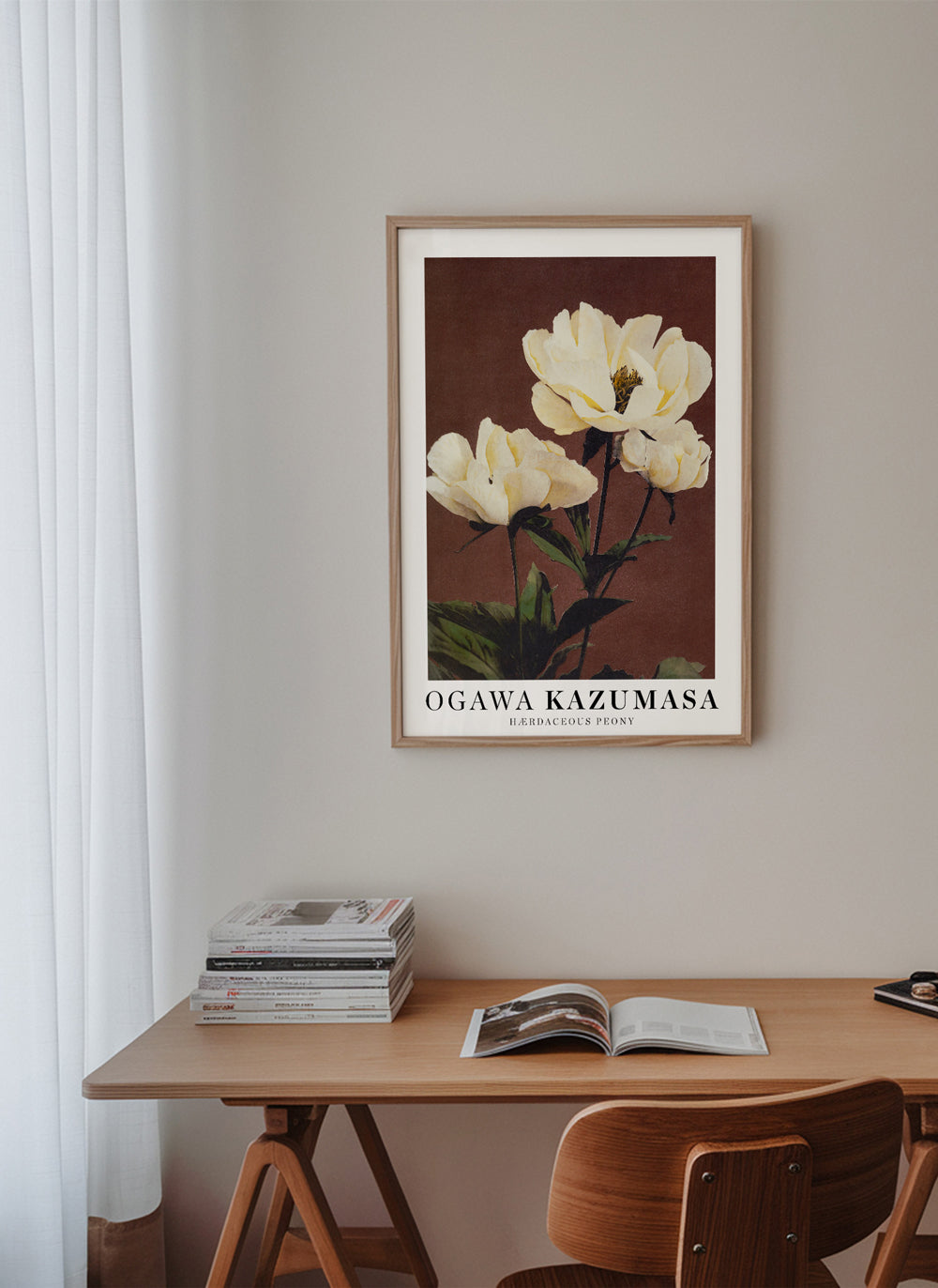 Botanisk poster vit pion