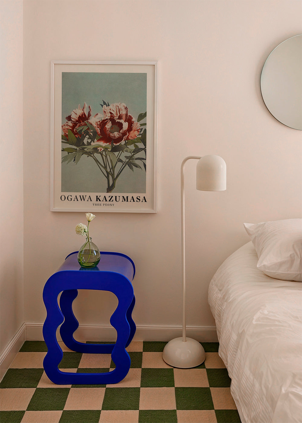 Botanisk poster Röd pion på akvamarin