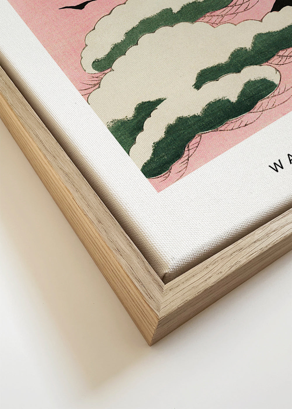 Japansk illustration rosa himmel med moln och fåglar