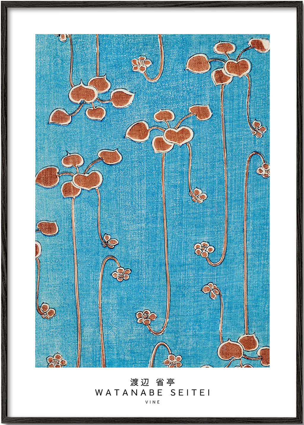 Botanisk poster med japansk vinranka på blått